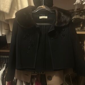Prada Black Blazer with Mink Fur Collar